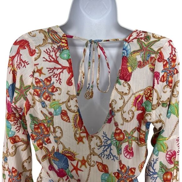 LULI FAMA  Bell Sleeves Ocean-Inspired Romper Style Size M - Picture 6 of 9